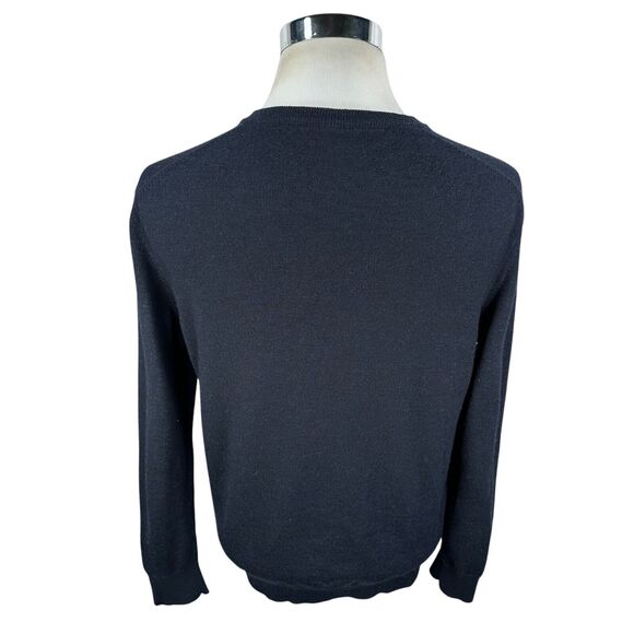 Untuckit Sweater Men’s Medium Blue 100% Merino Wool Long Sleeve V-Neck Pullover - Picture 5 of 10